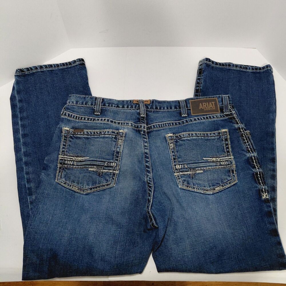 Ariat Jeans Mens 38x32 Blue Denim M4 Relaxed Bootcut Western Turnout Adkins